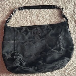 Coach Black Signature Canvas Tribeca Shoulder Bag